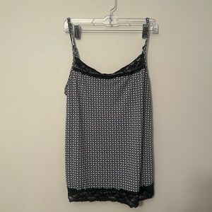 black and white pattern lace vintage tank top xl